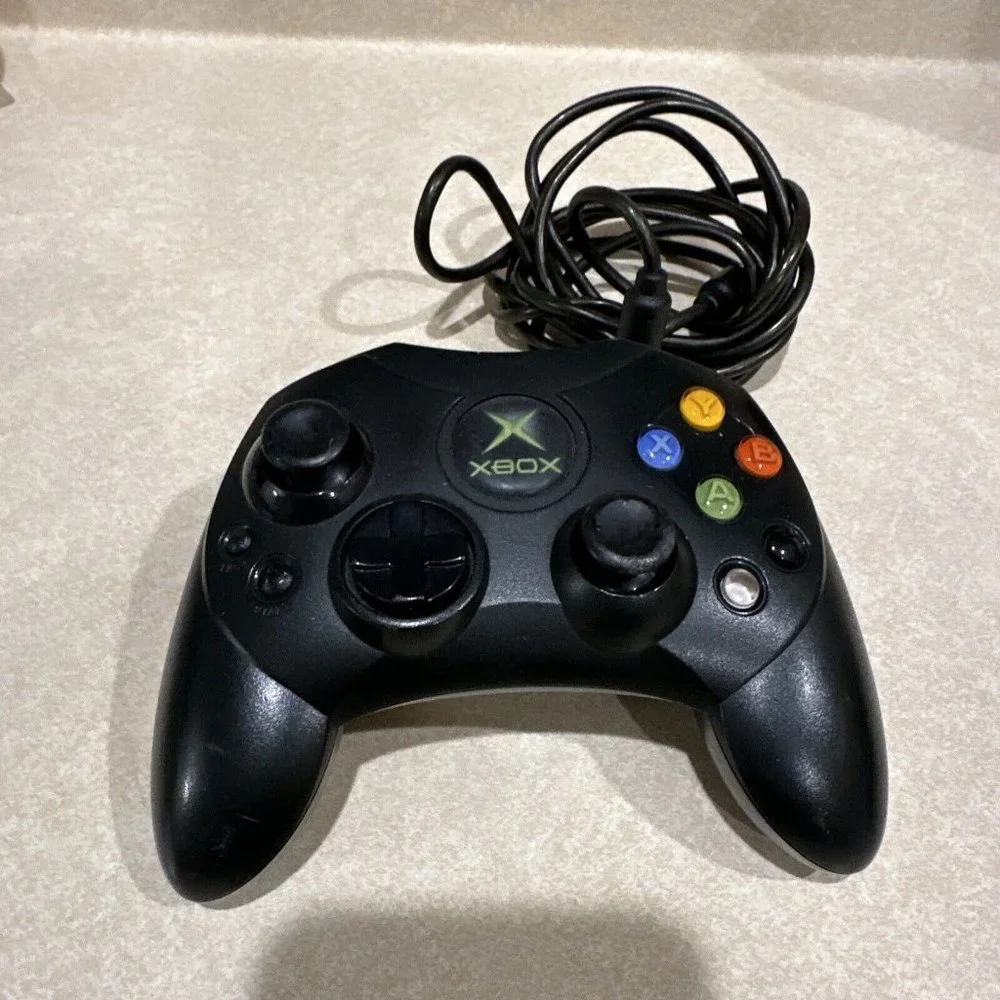 Original Microsoft Xbox S OEM Black Wired Controller - Tested & Working